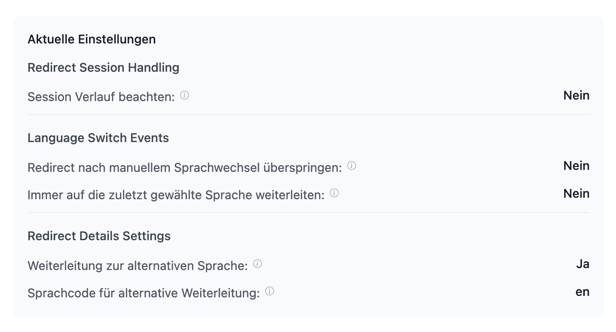 Redirect-Einstellungen in der Shopware-Konfiguration